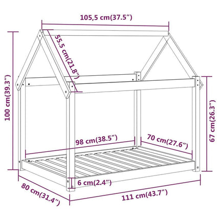Hundbädd vit 111x80x100 cm massiv furu