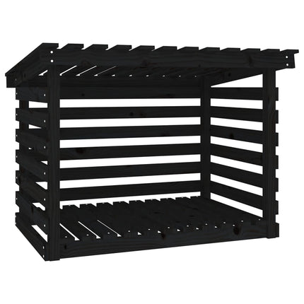 Vedställ svart 108x73x79 cm massiv furu