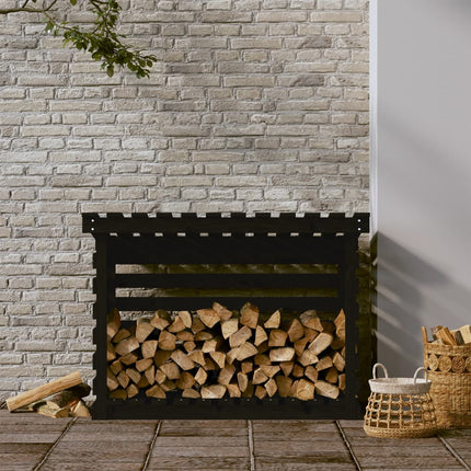 Vedställ svart 108x73x79 cm massiv furu