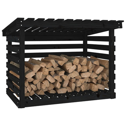 Vedställ svart 108x73x79 cm massiv furu