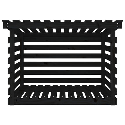 Vedställ svart 108x73x79 cm massiv furu