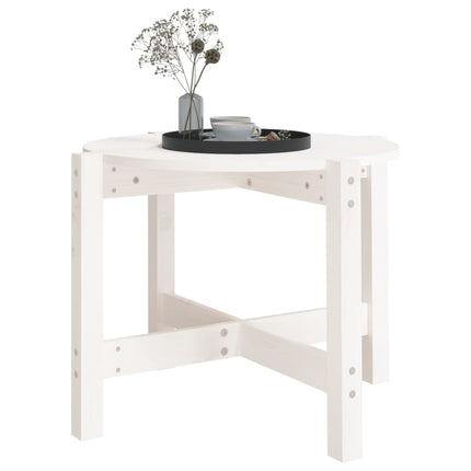 Soffbord vit Ø 62,5x45cm massiv furu