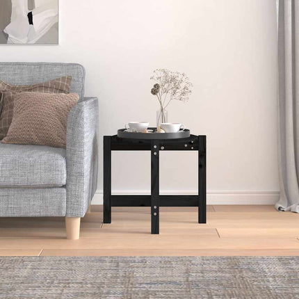 Soffbord svart Ø 52,5x45 cm massiv furu