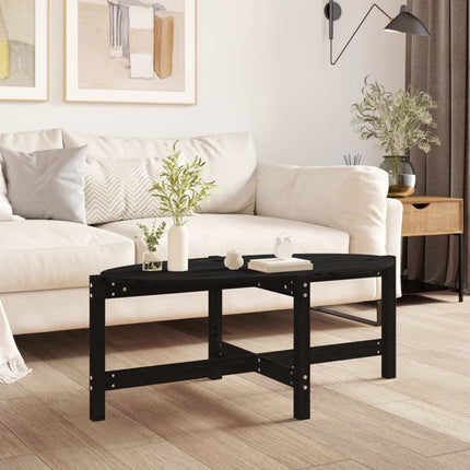 Soffbord svart 118x63x45 cm massiv furu