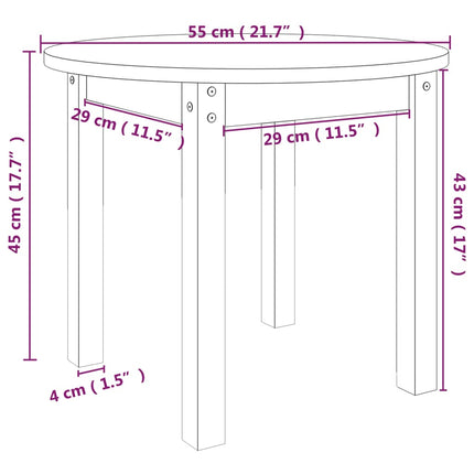 Soffbord vit Ø 55x45 cm massiv furu