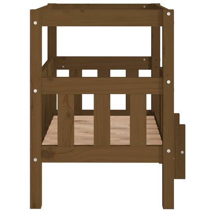 Hundbädd honungsbrun 65,5x50,5x70 cm massiv furu