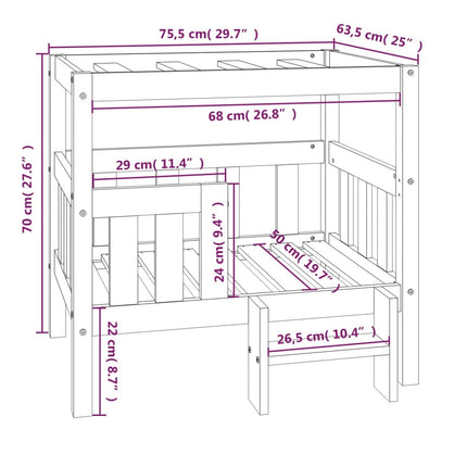 Hundbädd honungsbrun 75,5x63,5x70 massiv furu