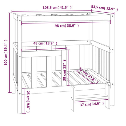 Hundbädd vit 105,5x83,5x100 cm massiv furu