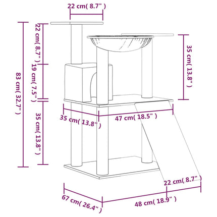 Klösträd med sisalpelare ljusgrå 83 cm