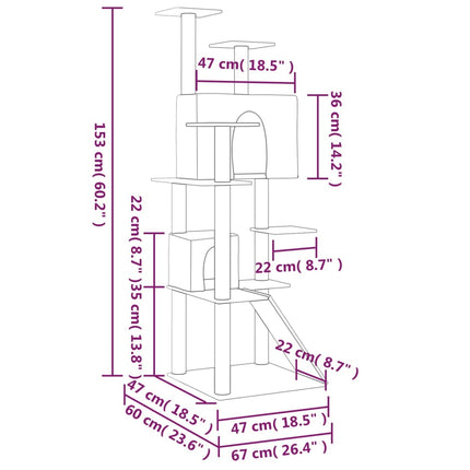 Klösträd med sisalpelare gräddvit 153 cm