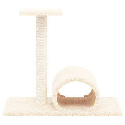 Klöspelare för katt med tunnel gräddvit 60x34,5x50 cm