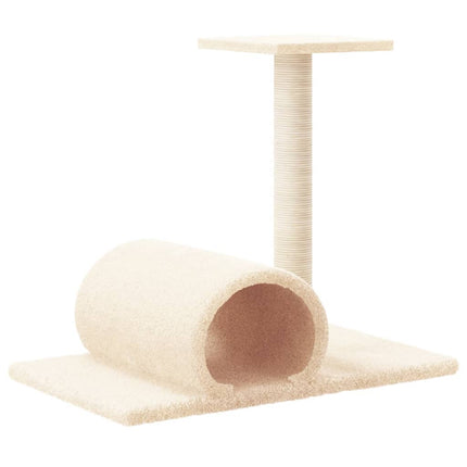 Klöspelare för katt med tunnel gräddvit 60x34,5x50 cm