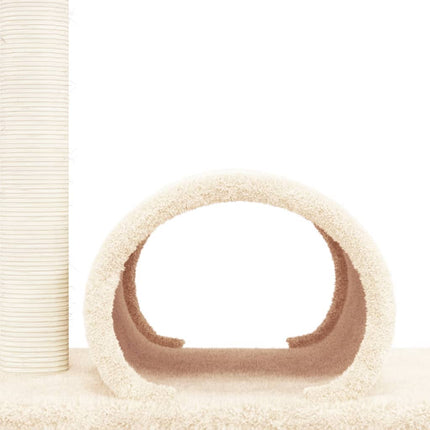 Klöspelare för katt med tunnel gräddvit 60x34,5x50 cm