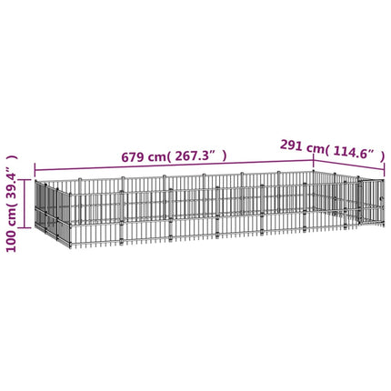 Hundgård för utomhusbruk stål 19,76 m²