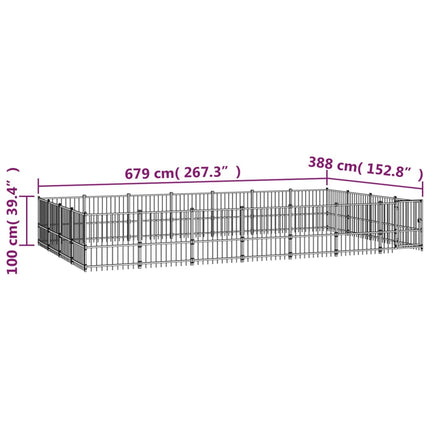 Hundgård för utomhusbruk stål 26,35 m²