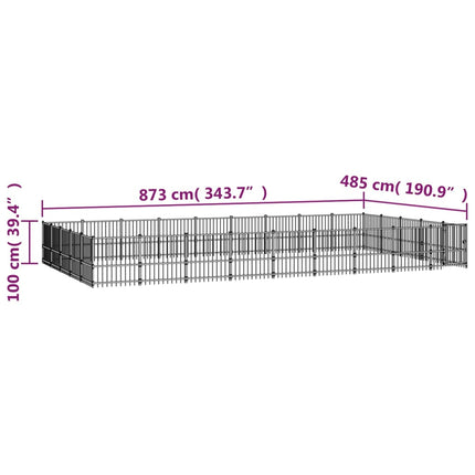Hundgård för utomhusbruk stål 42,34 m²