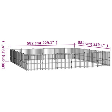 Hundgård för utomhusbruk stål 33,87 m²