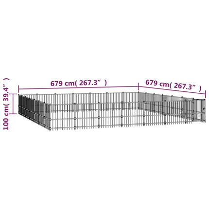 Hundgård för utomhusbruk stål 46,1 m²