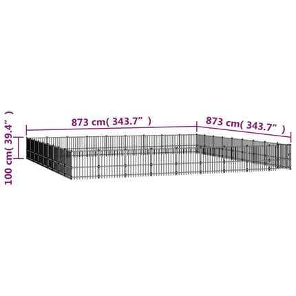 Hundgård för utomhusbruk stål 76,21 m²