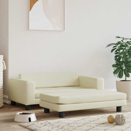 Hundbädd med förlängning gräddvit 100x50x30 cm konstläder