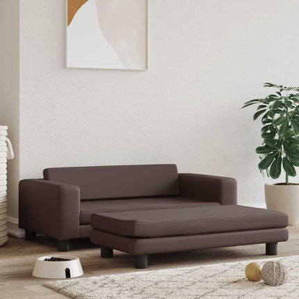 Hundbädd med förlängning brun 100x50x30 cm konstläder