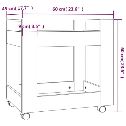 Skrivbordsvagn betonggrå 60x45x60 cm konstruerat trä