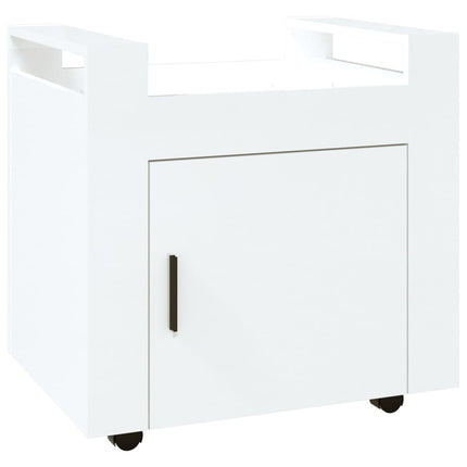 Skrivbordsvagn högglans vit 60x45x60 cm konstruerat trä
