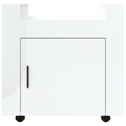Skrivbordsvagn högglans vit 60x45x60 cm konstruerat trä
