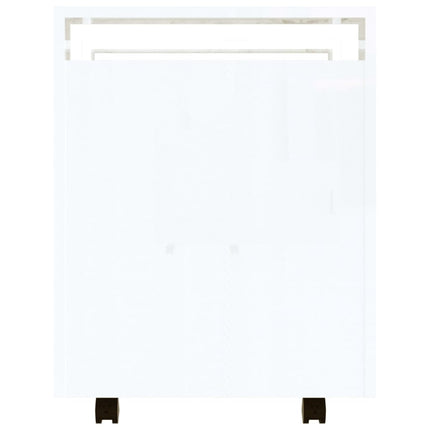 Skrivbordsvagn högglans vit 60x45x60 cm konstruerat trä