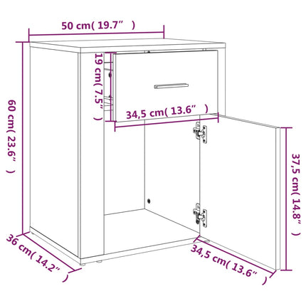 Sängbord betonggrå 50x36x60 cm konstruerat trä