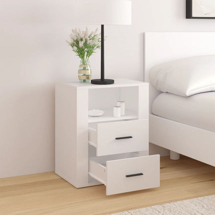 Sängbord vit 50x36x60 cm konstruerat trä