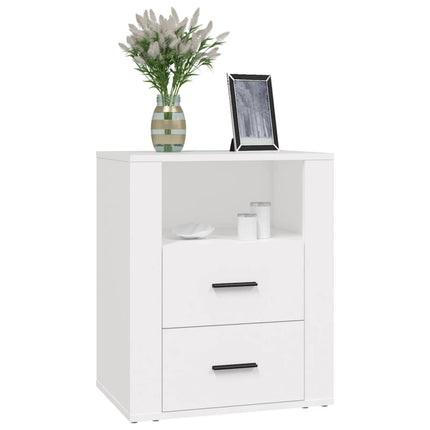 Sängbord vit 50x36x60 cm konstruerat trä