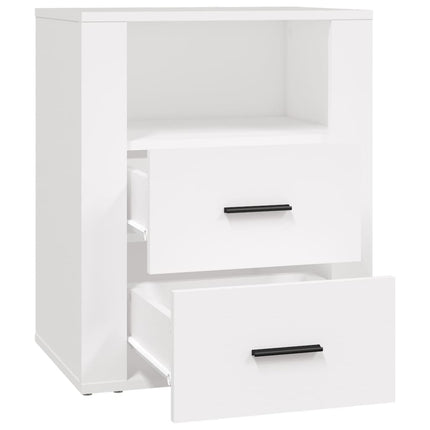 Sängbord vit 50x36x60 cm konstruerat trä