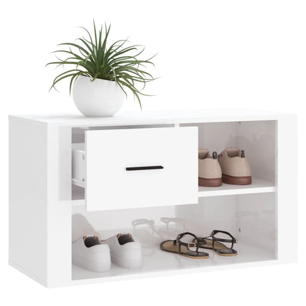 Skoskåp vit högglans 80x35x45 cm konstruerat trä