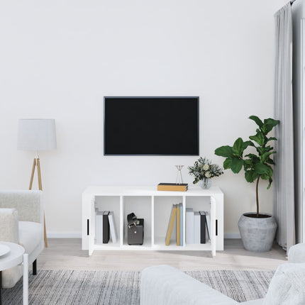 Tv-bänk vit 100x35x40 cm konstruerat trä