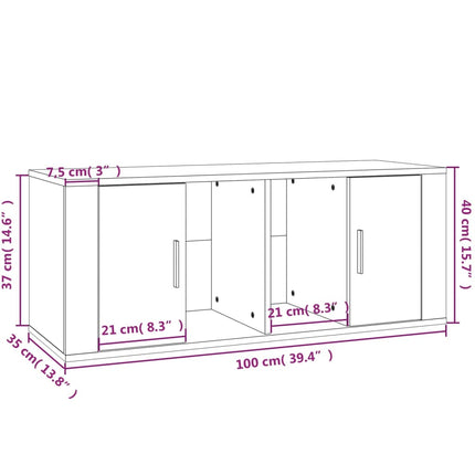 TV-skåp vit högglans 100x35x40 cm konstruerat trä