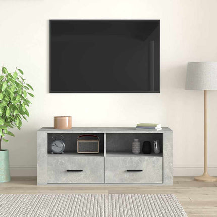 Tv-bänk betonggrå 100x35x40 cm konstruerat trä