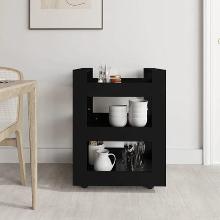 Köksvagn svart 60x45x80 cm konstruerat trä