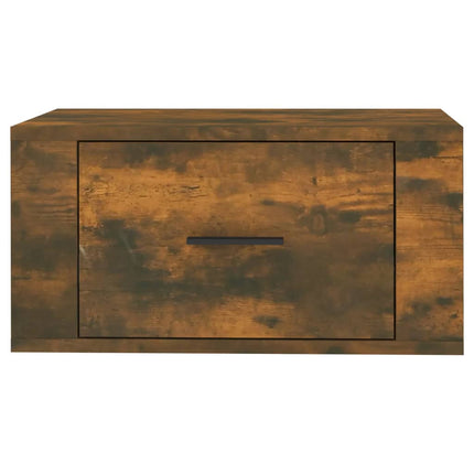 Väggmonterat sängbord rökfärgad ek 50x36x25 cm