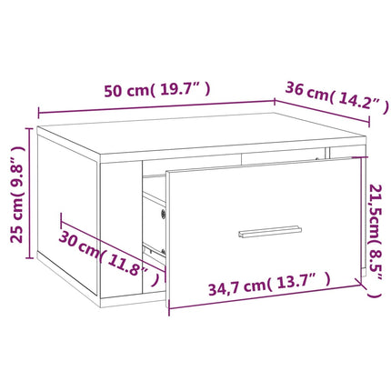 Väggmonterade sängbord 2 st rökfärgad ek 50x36x25 cm