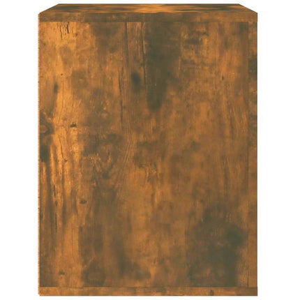 Väggmonterat sängbord rökfärgad ek 50x36x47 cm