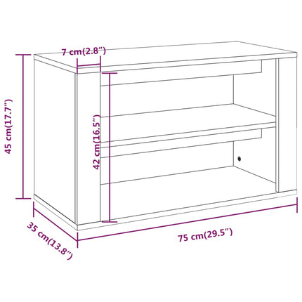 Skohylla rökfärgad ek 75x35x45 cm konstruerat trä