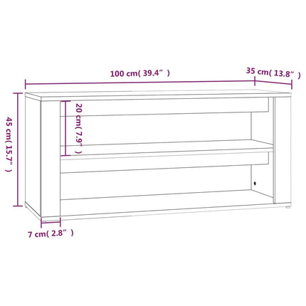 Skohylla vit 100x35x45 cm konstruerat trä
