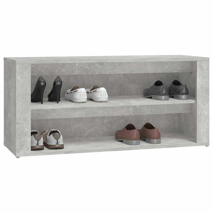 Skohylla betonggrå 100x35x45 cm konstruerat trä