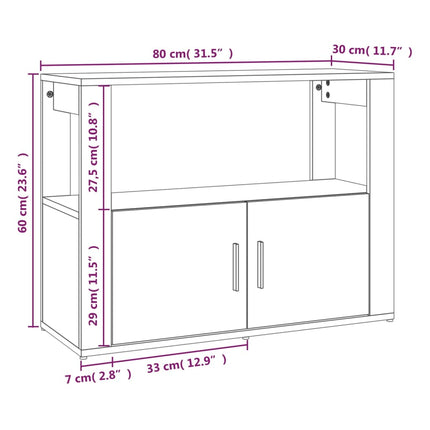 Skåp betonggrå 80x30x60 cm konstruerat trä