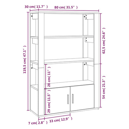 Skänk sonoma-ek 80x30x119,5 cm konstruerat trä