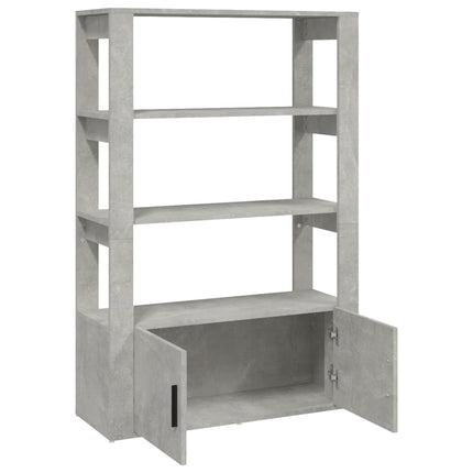 Förvaringshylla betonggrå 80x30x119,5 cm konstruerat trä