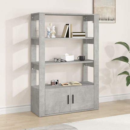 Förvaringshylla betonggrå 80x30x119,5 cm konstruerat trä