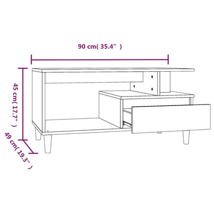 Soffbord vit högglans 90x49x45 cm konstruerat trä