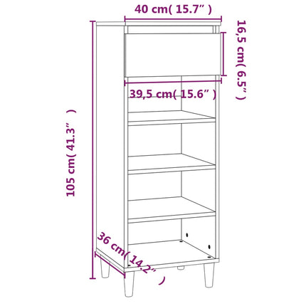 Skoskåp vit 40x36x105 cm konstruerat trä